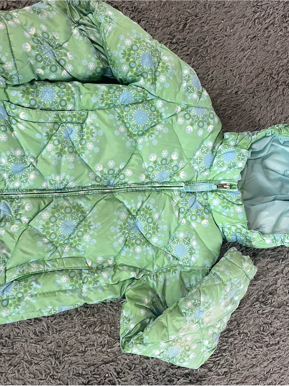LL Bean Kids Green Puffer Jacket